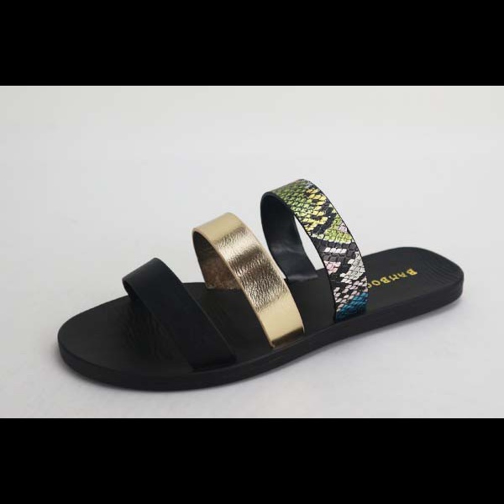 Triple-Band Snake Skin Sandal